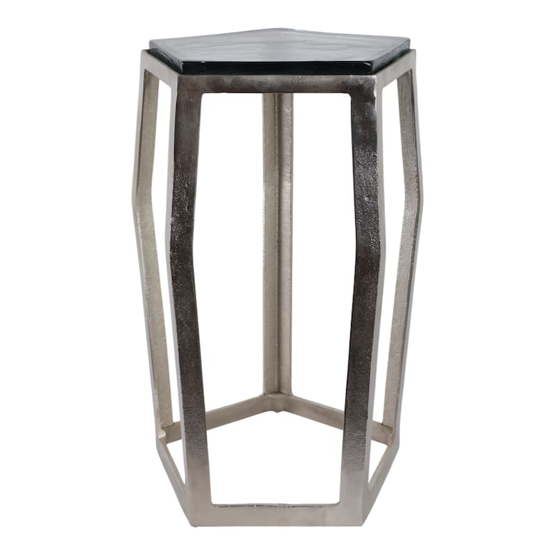 Marble Side Table Metal Frame Modern Narrow Accent for Home Decor