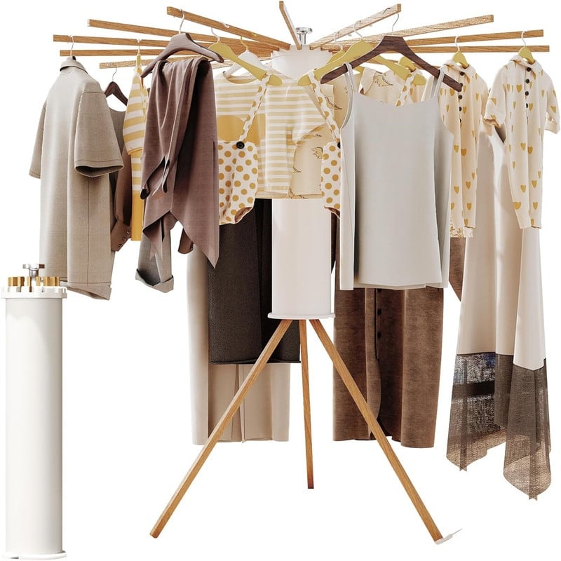 Clothes Drying Rack Foldable,Floor Standing Drying Rack Clothing - 27"D x 6"W x 7"H - 27"D x 6"W x 7"H - White