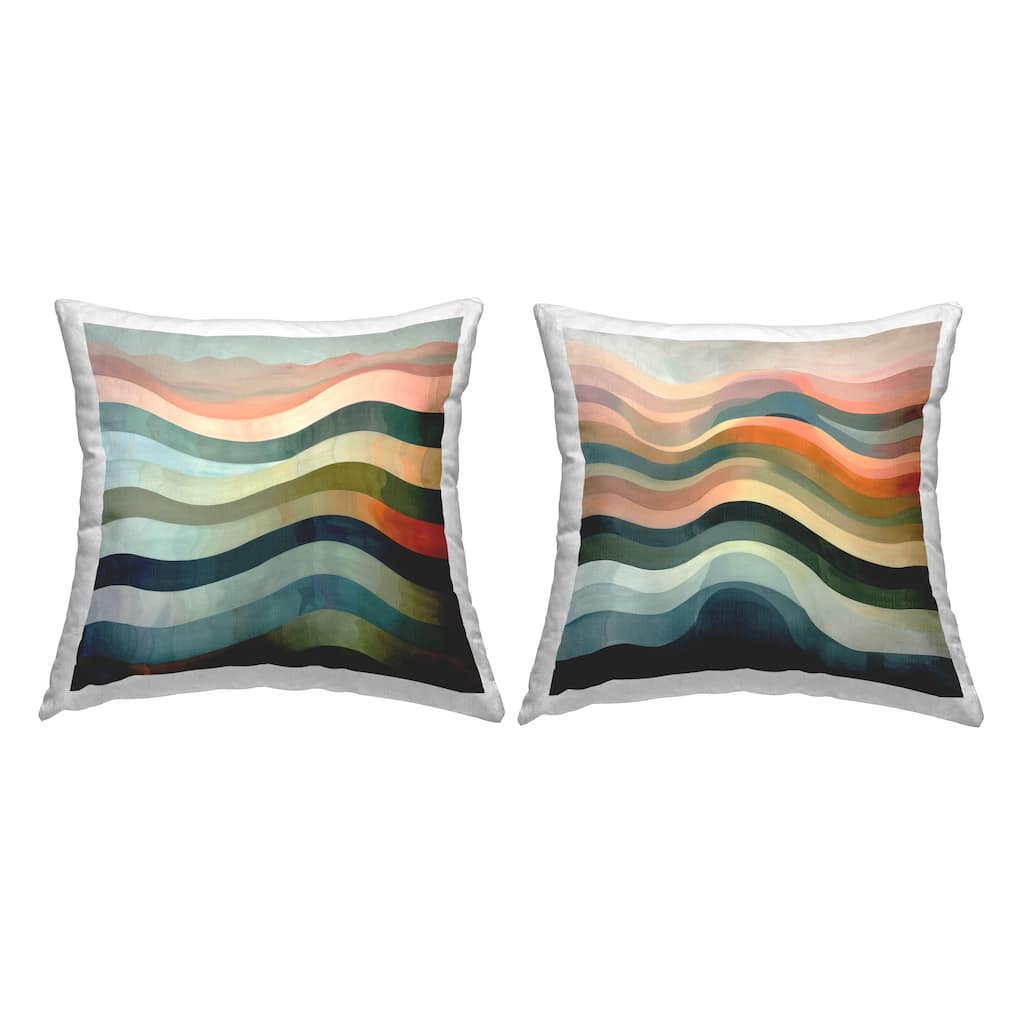 Stupell Dynamic Abstract Wave Decorative Printed Throw Pillow Design by Lazar Studio (Set of 2)