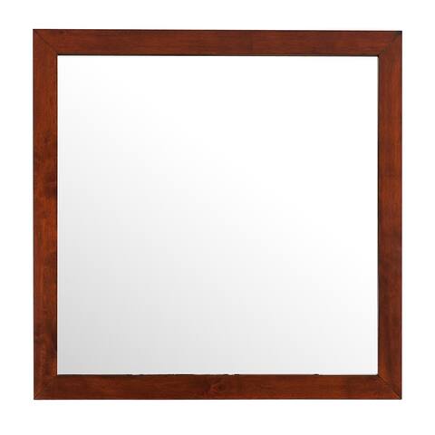 Offex 41 in.x41 in. Classic Square Wood Framed Dresser Mirror - Cherry - 1"L x 41"W x 41"H