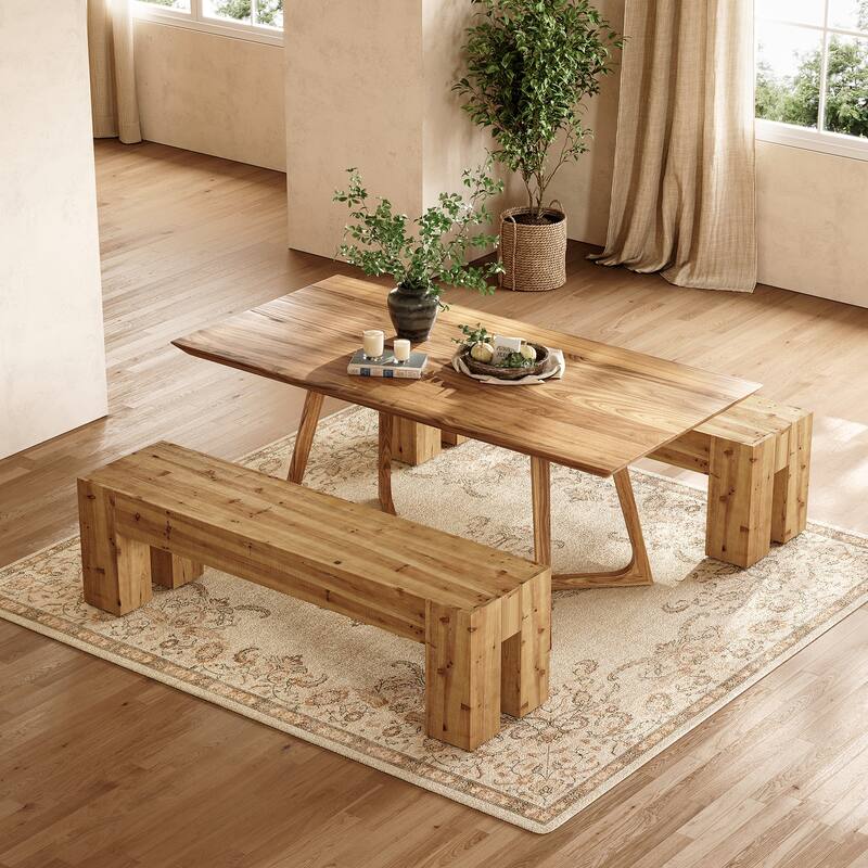 Solid Wood Dining Bench, 63" Extra Long Kitchen Table Bench for Dining Room, Kitchen, Restaurant