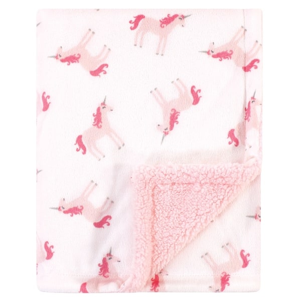 slide 1 of 1, Hudson Baby Infant Girl Plush Blanket with Faux Shearling Back, Unicorn, One Size - Unicorn - One Size One Size - Unicorn
