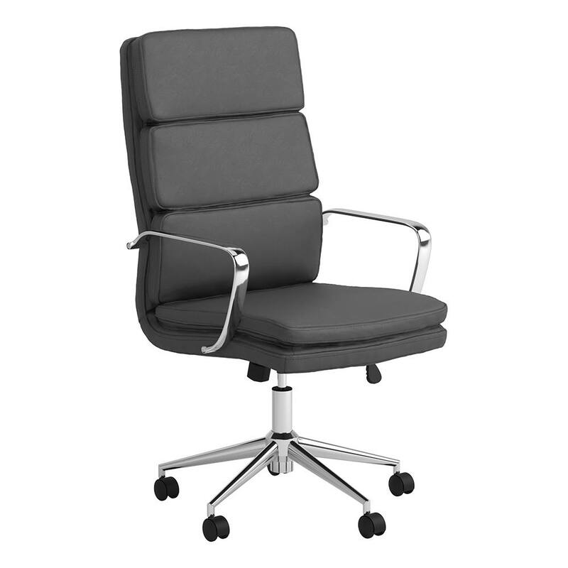 Contemporary Faux Leather Office Chair with Adjustable Height, Armrests, and Casters - Stylish and Comfortable
