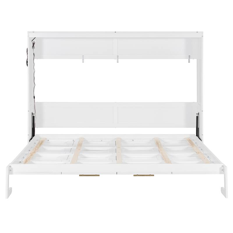 Side-Folding Printed Murphy Bed with LED and USB