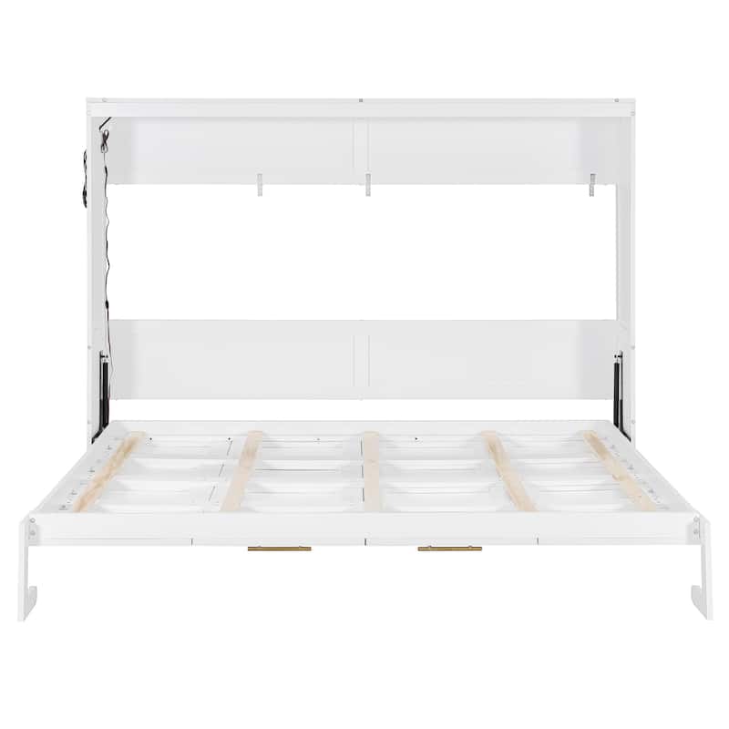 SideFold Murphy Bed with Geometric Art Panels, USB Power Hub & LED Glow by Harper&Bright Designs