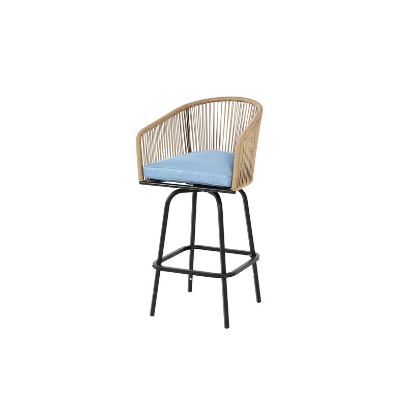 3pcs Outdoor Bar Set, Patio Bar Table and Chairs Set, Bar Height Patio Set - 2 x Swivel Bar Chairs , 1 x Round Bar Table