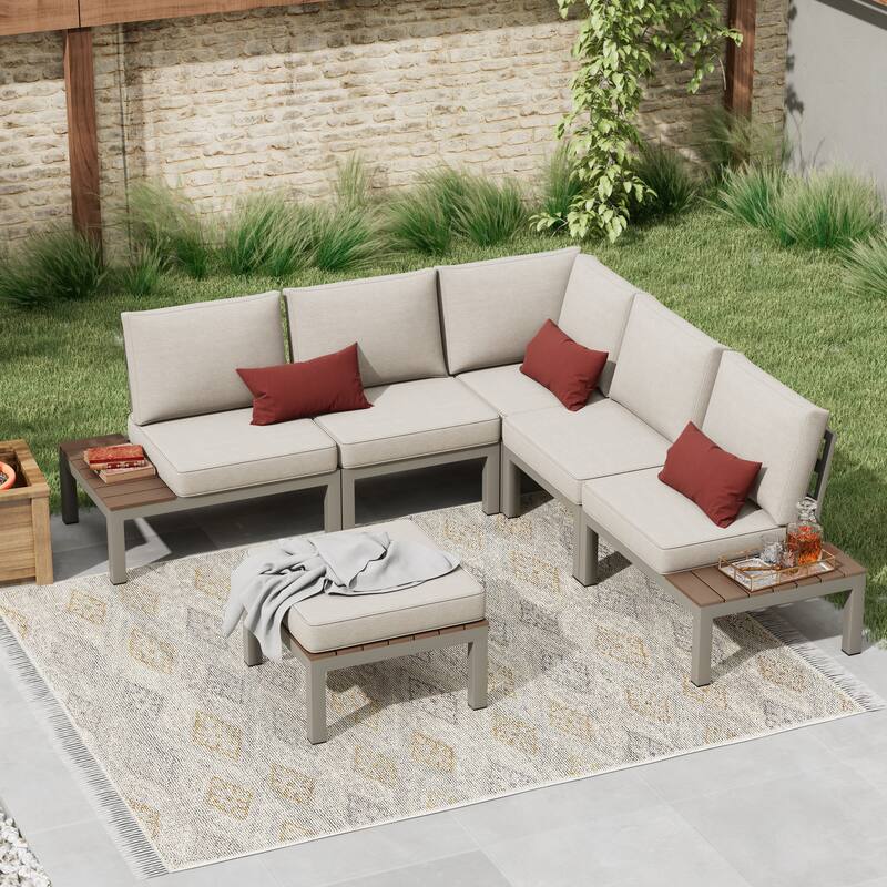 Corvus Fox Bay Aluminum Outdoor 6-piece Sectional Sofa Set