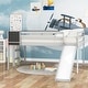 preview thumbnail 2 of 12, Gray Full Pine Loft Bed with Slide, Chalkboard & Stairs - Creative Design