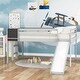 preview thumbnail 2 of 12, Modern and Playful Design Wood Loft Bed with Slide, Ladder and Chalkboard, Full size, Grey