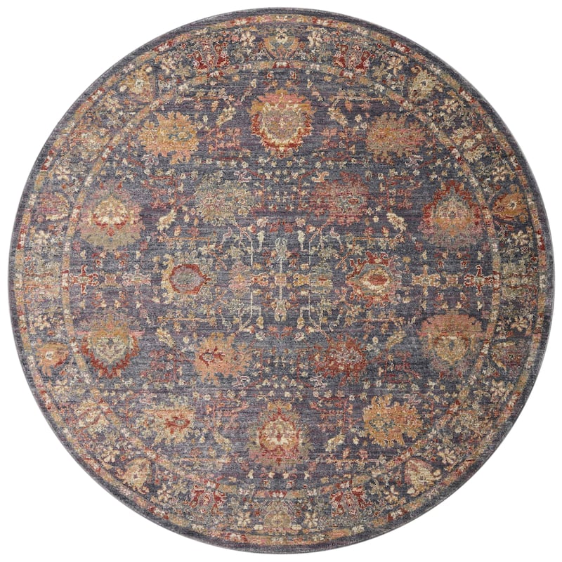 Alexander Home Jewel Oriental Boho Area Rug - 3'-2" x 3'-2" Round - Grey / Multi - Runner/Round