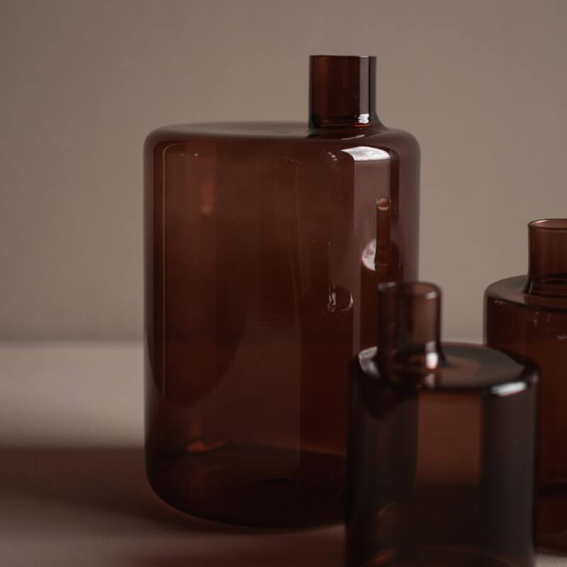 Extra Large Glass Bottle Vase with Pipe Mouth - 8.25" - Red