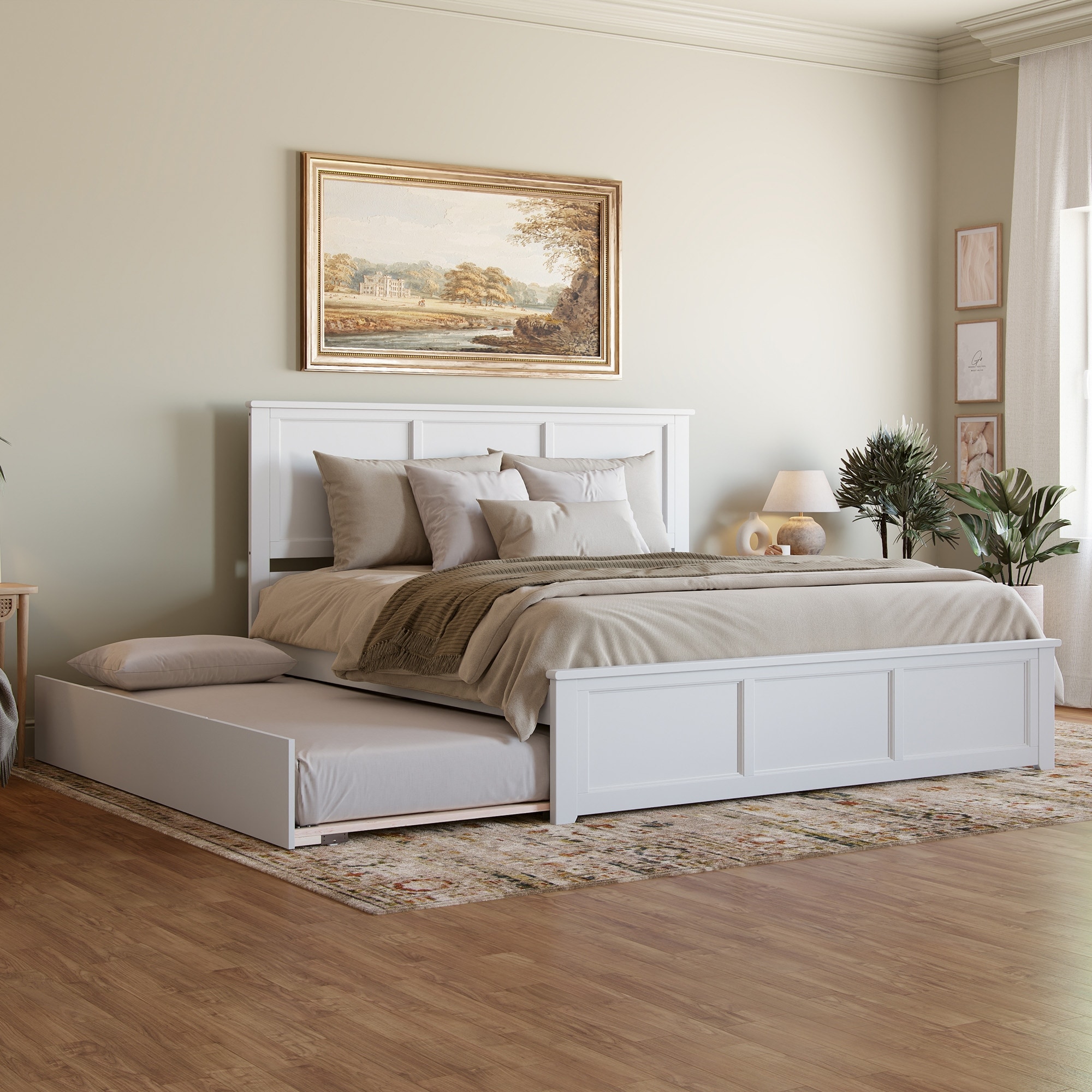 Madison Solid Wood Platform Bed with Matching Footboard & Twin XL Trundle