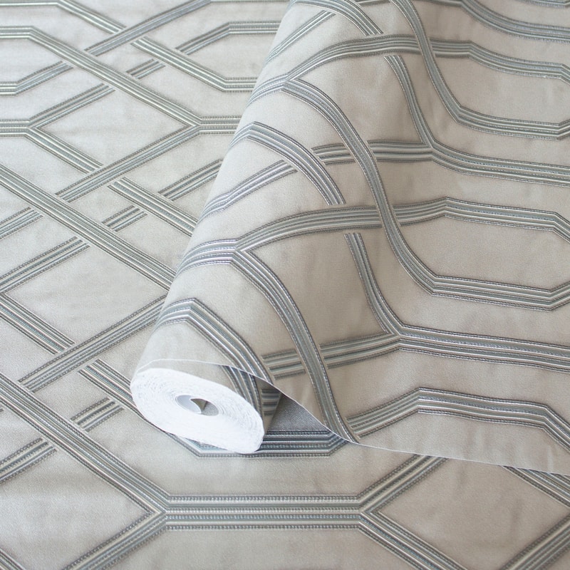 Modern Flocked Geometric Embossed Wallpaper