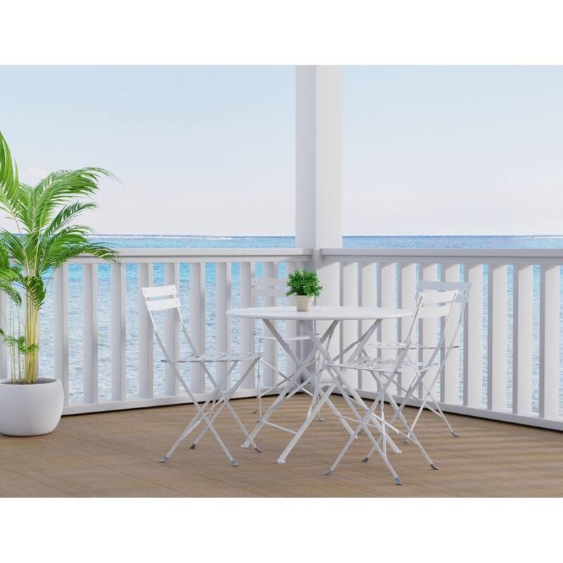 Carolina Living Bistro 36" Round Table Outdoor Set - Set of 5 - White