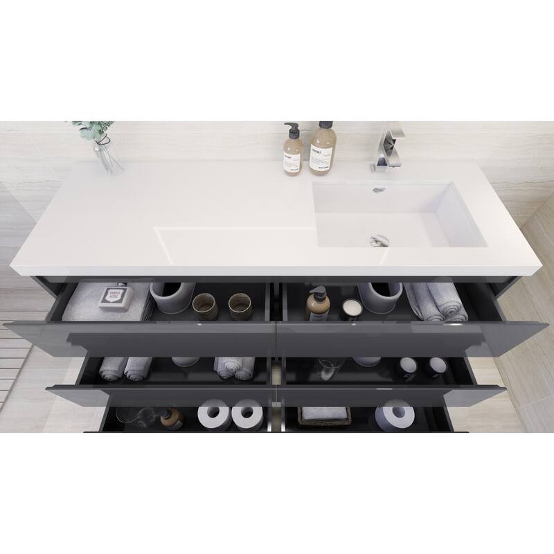 Aron 60'' Freestanding Vanity with Right Single Sink