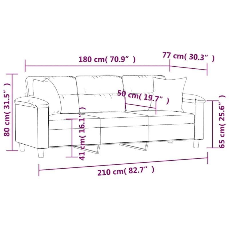 vidaXL Sofa Sectional Modern Couch with Pillows and Cushions Microfiber Fabric