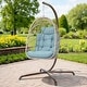 preview thumbnail 12 of 53, Oversized 1-Person Foldable Hanging Egg Chair - Wicker Swing Chair with Stand, Portable for Indoor Outdoor Patio