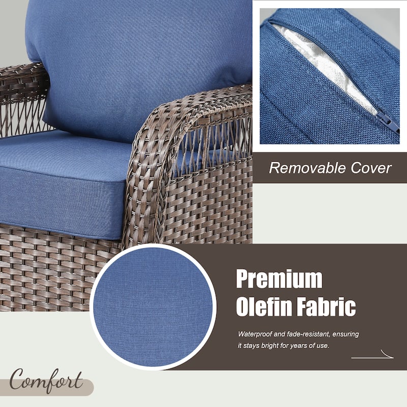 Pocassy Swivel Chair with Outdoor Sofa Ottoman Funiture Set.