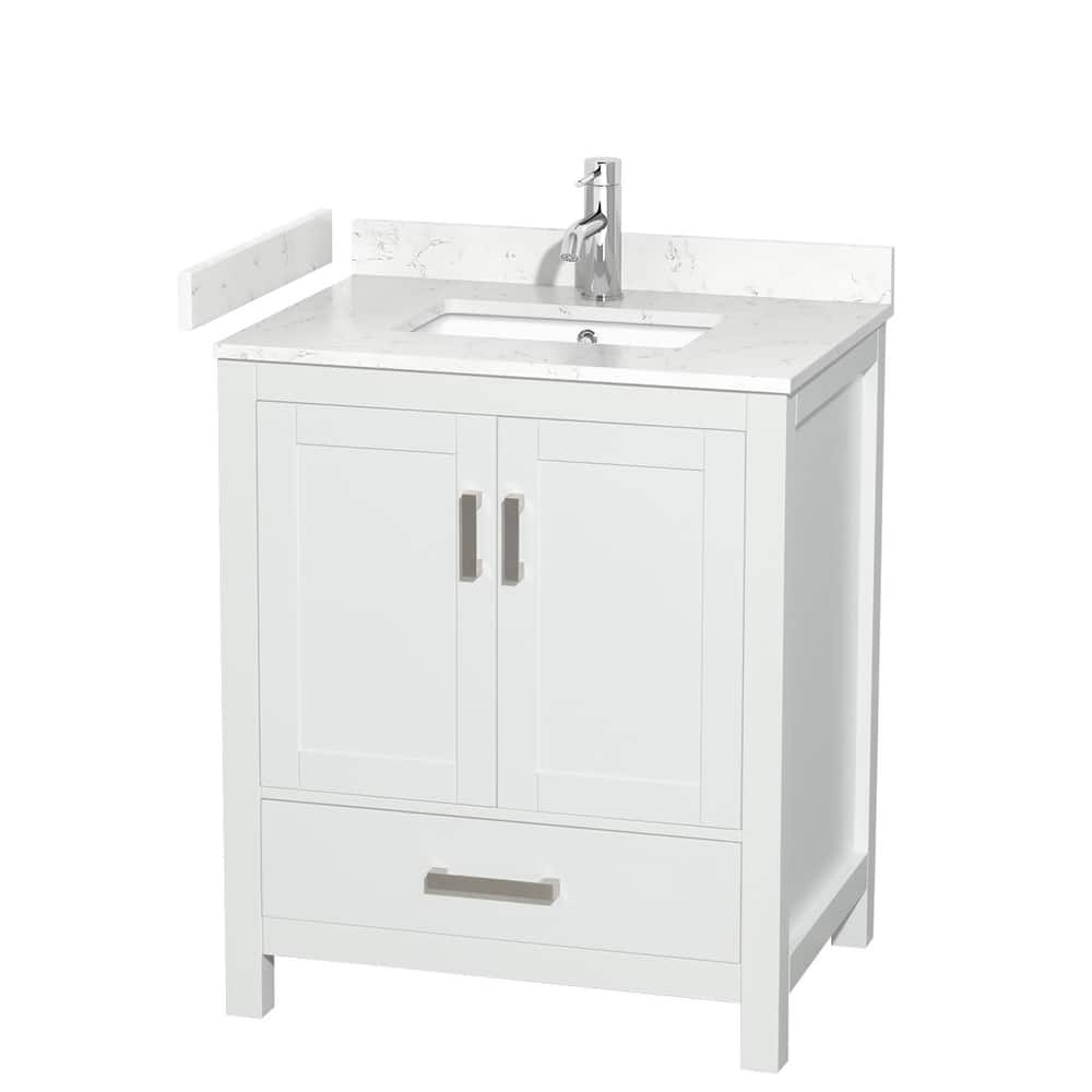 Wyndham Collection Sheffield 30" Single Bathroom Vanity, Carrara