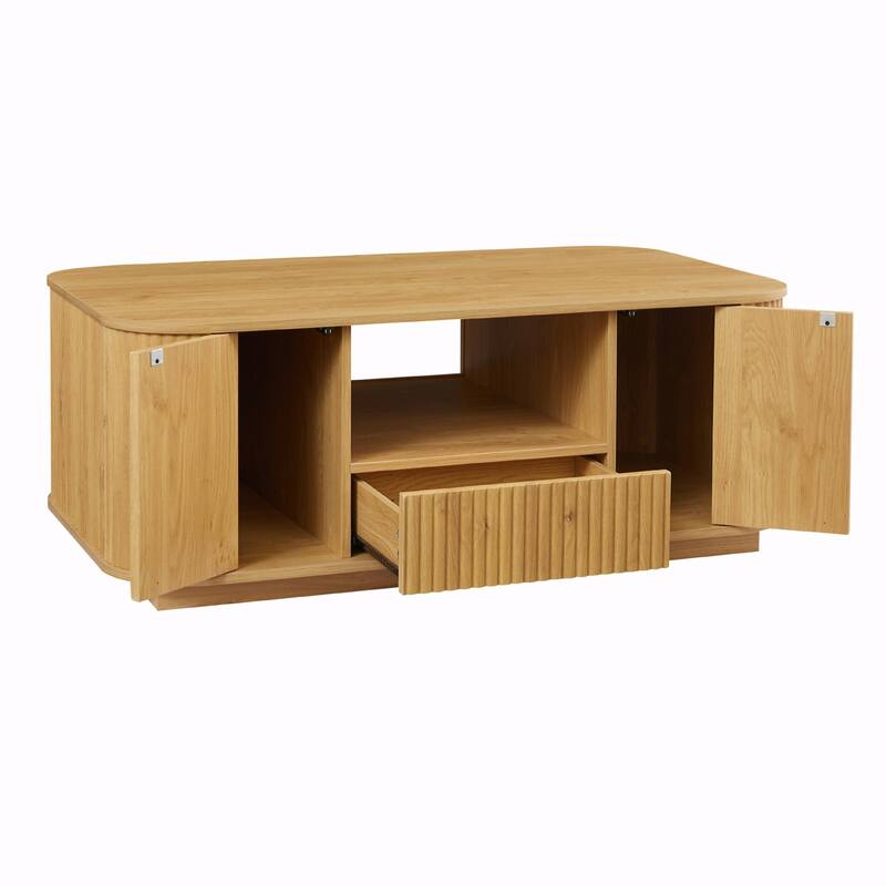 46.5" Modern Luxury Oval Coffee Table with Drawers and Storage Compartments