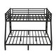 preview thumbnail 11 of 9, Black Full XL over King Size Metal Bunk Bed with Fence, Ladder, and Noise-Reducing Design