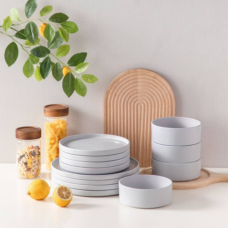 vancasso VENUS 12-Piece Matte Dinnerware Set, Service for 4 - Grey