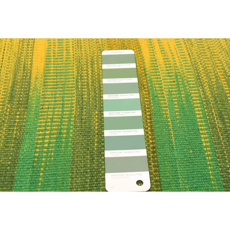 ECARPETGALLERY Flat-Weave Ankara FW Green Wool Kilim - 7'1 x 9'9