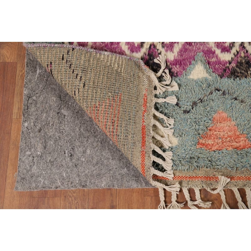 Geometric Moroccan Oriental Area Rug Hand-Knotted Wool Carpet - 7'11" x 10'7"