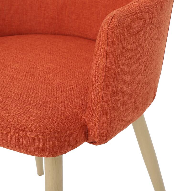 Mid Century Modern Dining Chairs Set of 2, Curved Back Fabric Upholstered Seats, Walnut Finish Metal Legs, for Kitchen Room