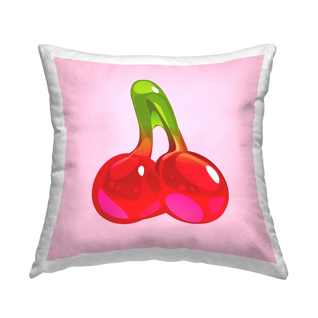 Stupell Pink & Red Cherry Candy Printed Throw Pillow Design by Lil' Rue