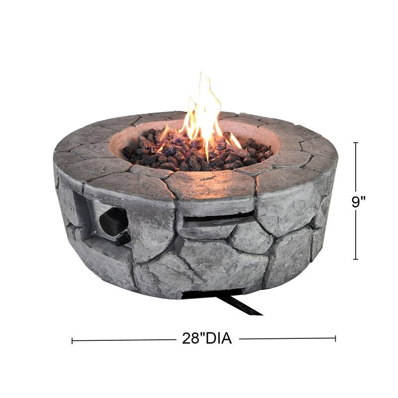 Outdoor Concrete Fire Pit Table in Stone Gray