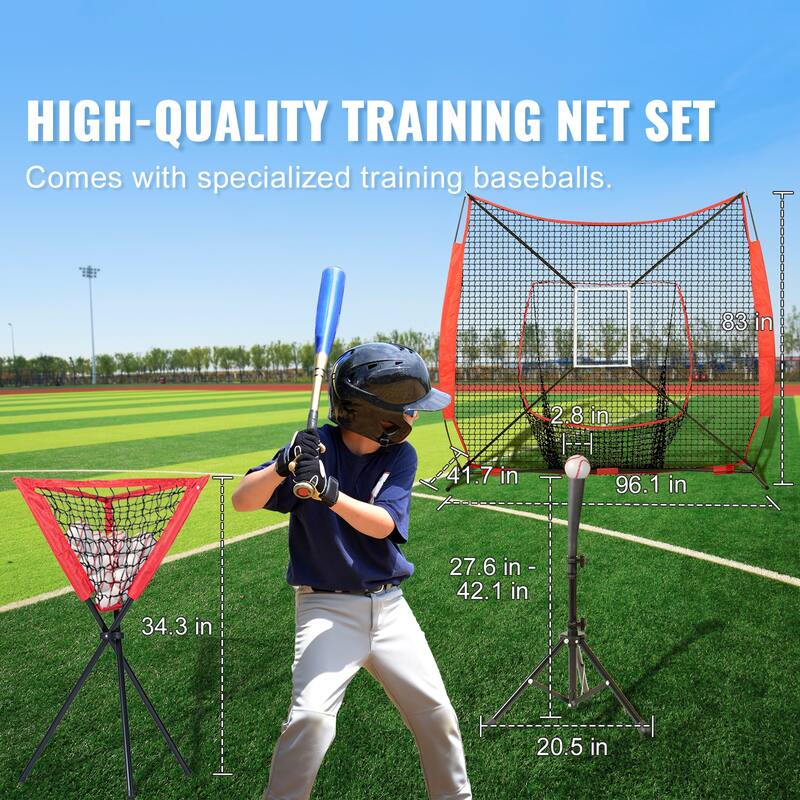 7x7 ft Baseball Softball Practice Net with Carry Bag and Strike Zone