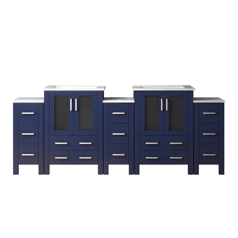 Volez Bath Vanity with Side Cabinets, Ceramic Top & Sink