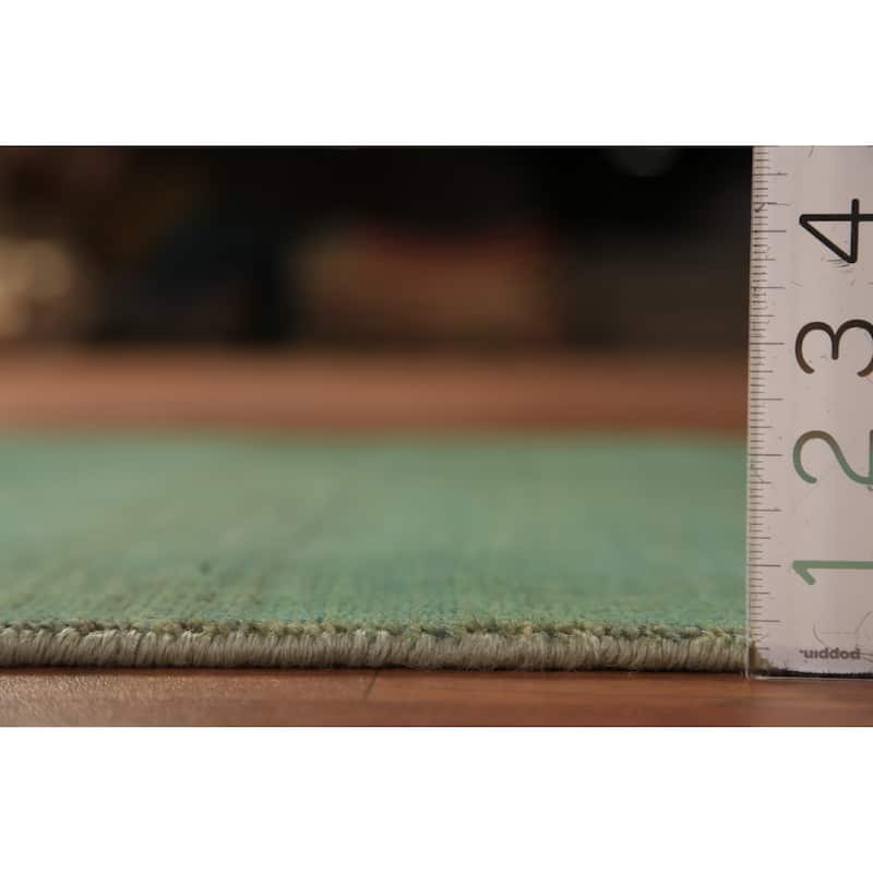 Green Gabbeh Oriental Rug Handmade Wool Carpet - 2'7" x 3'11"