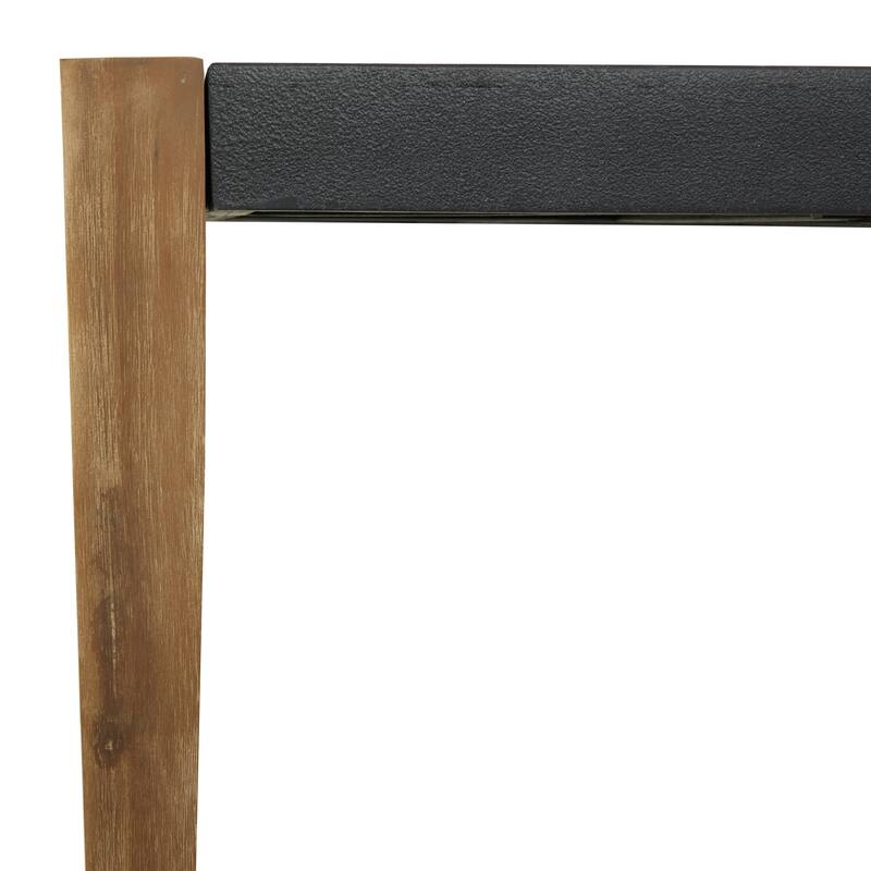 Dark Gray Wood Outdoor Table with Wood Legs