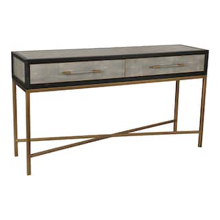 Aurelle Home Milton Solid Oak and Brass Console Table