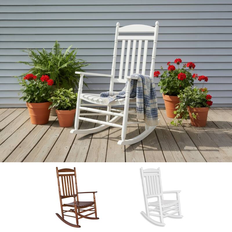 Rhode Island Genuine Hardwood Ergonomic Rocking Chair with Finials