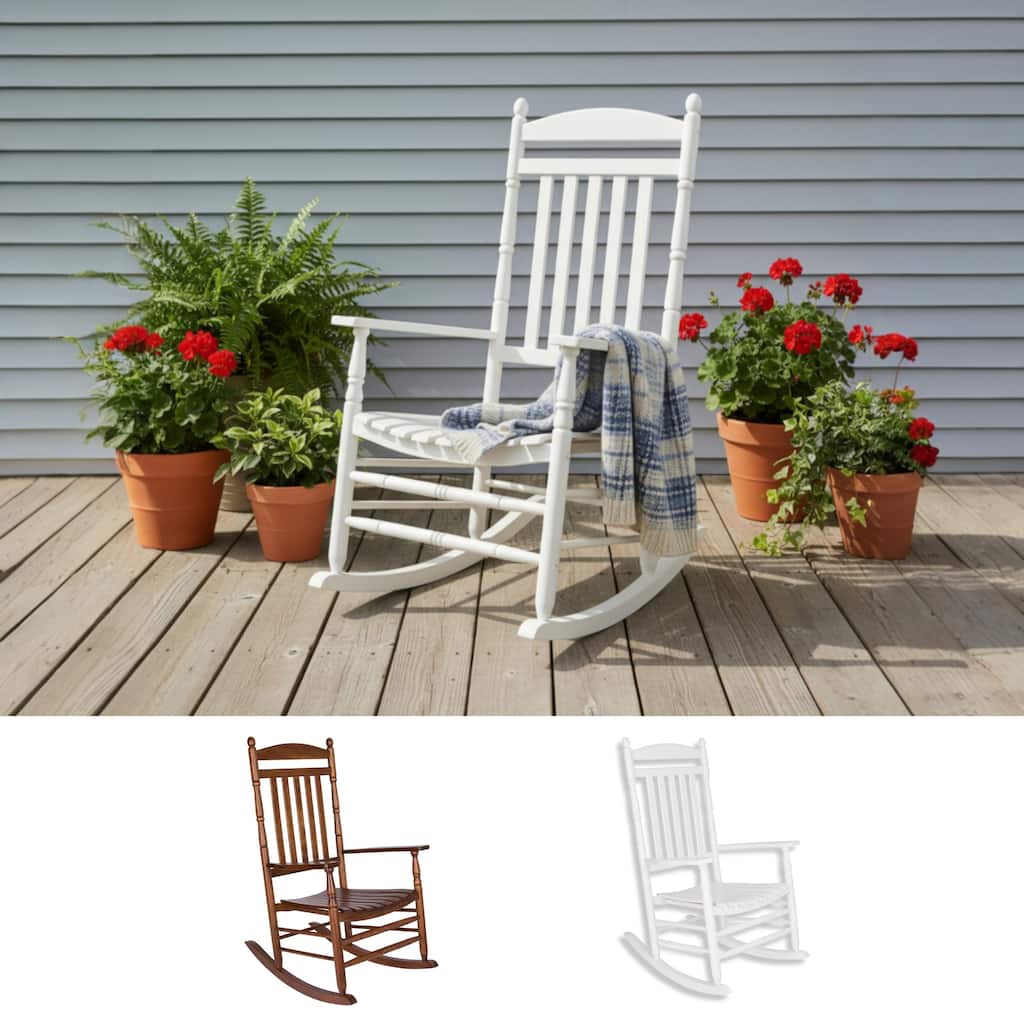 Rhode Island Genuine Hardwood Ergonomic Rocking Chair with Finials