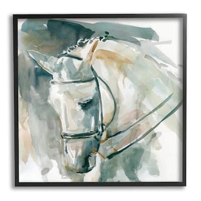 Stupell Contemporary Horse Portrait Solemn Equestrian Pose Framed Wall Art - Green