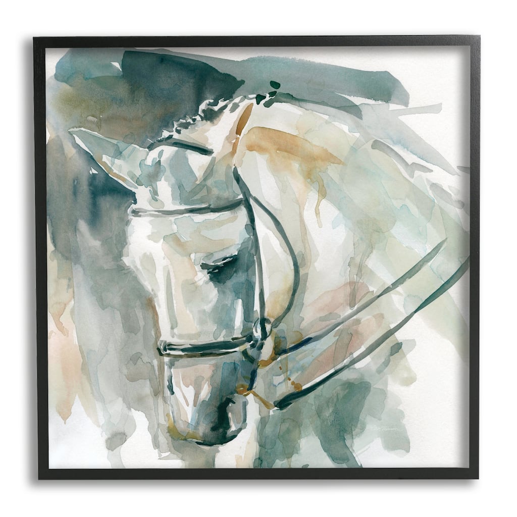 Stupell Contemporary Horse Portrait Solemn Equestrian Pose Framed Wall Art - Green