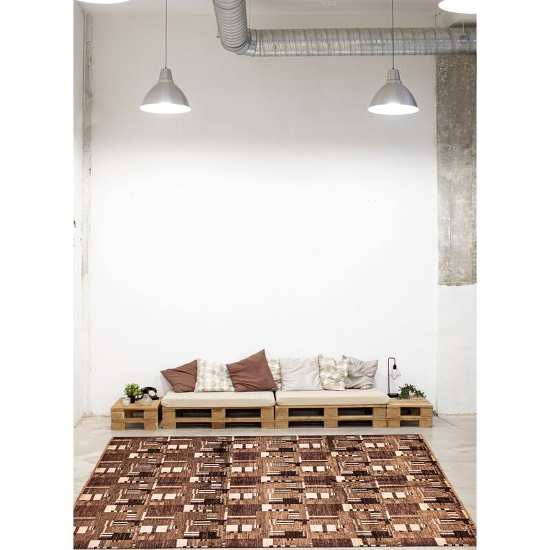 ECARPETGALLERY Hand-knotted Peshawar Ziegler Brown Wool Rug - 8'0 x 10'4