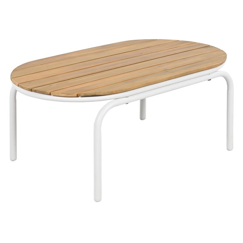 Outdoor Chaise Lounge Set of 3 with Cushion, Patio Lounge Chair Recliner with Acacia Side Table
