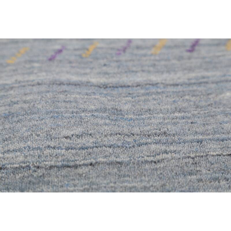 Hand Knotted Oriental 100% Wool Carpet Tribal Stripe Greys & Charcoal Gabbeh Area Rug - 8' 4'' X 5' 11''