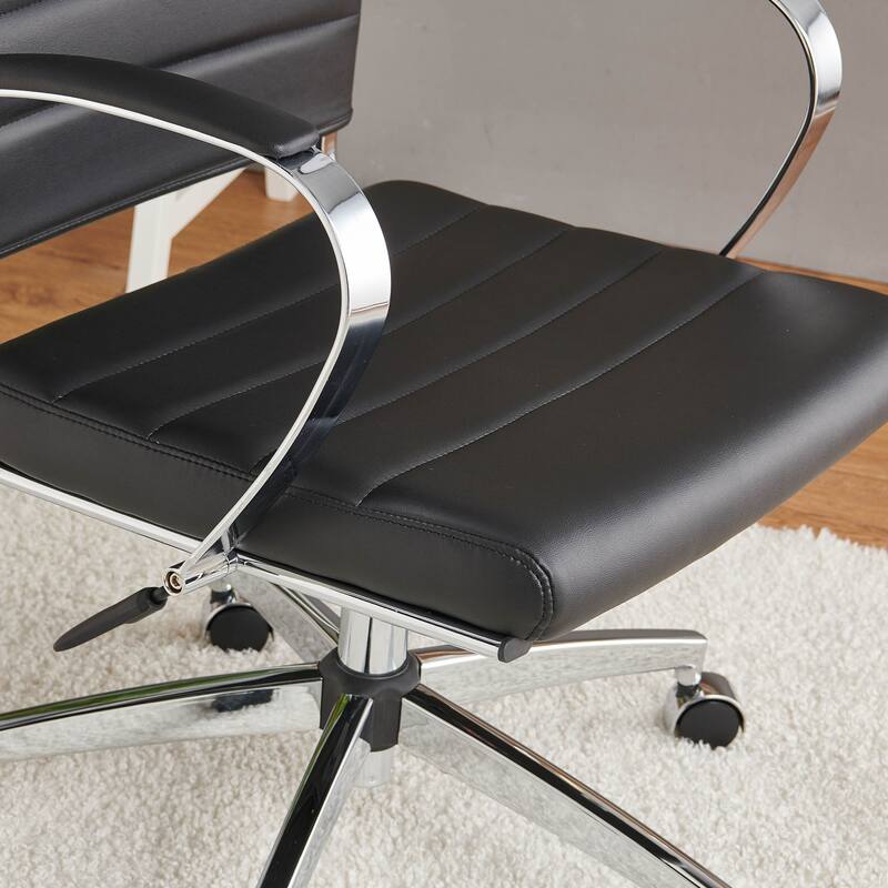 LUXMOD® Office Chair Faux Leather Silver Frame Adjustable and Swivel
