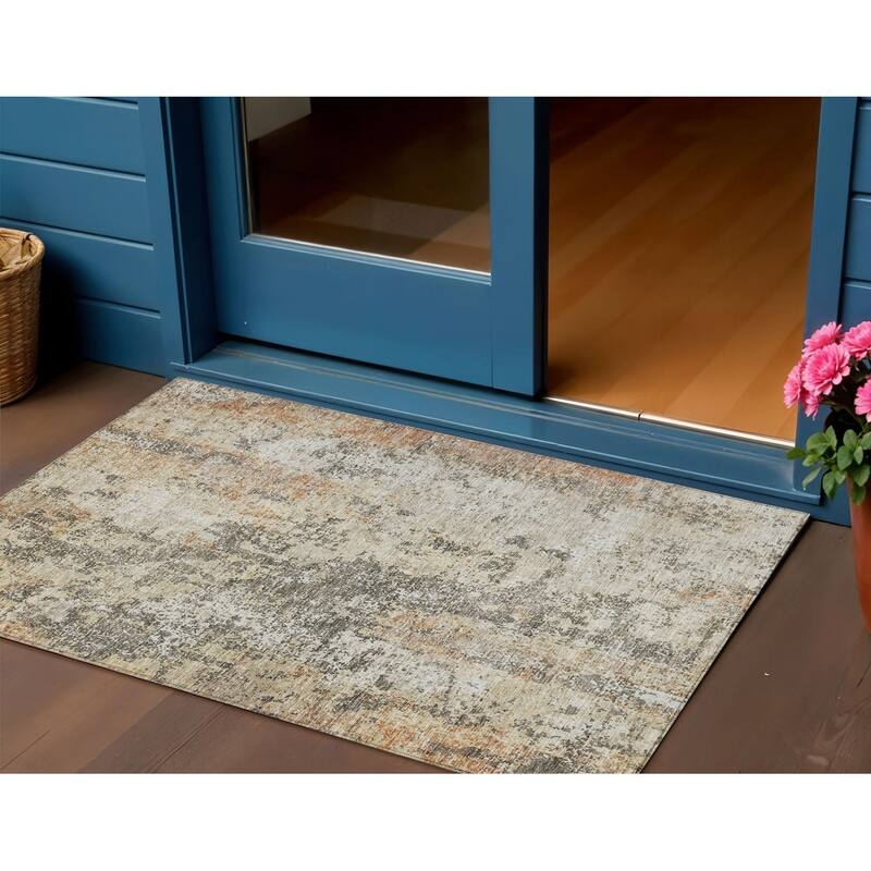 HomeRoots Abstract Transitional Rectangle Outdoor Rug - 3' x 5'