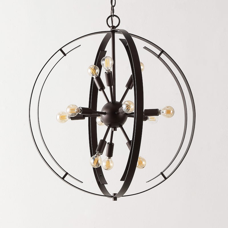 SAFAVIEH Lighting Louwra 90" Glam Pendant (12-Bulb) - 25" W x 25" D x 90" H - Brown - 25Wx25Dx90H