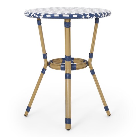 Picardy Outdoor Aluminum and Wicker Outdoor French Bistro Table by Christopher Knight Home - 21.75"L x 21.75"W x 28.50"H
