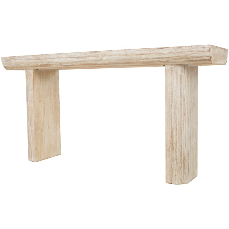 Wood Console Table with Block Legs - Beige - Roche River Decor - 16"Wx63"Lx32"H
