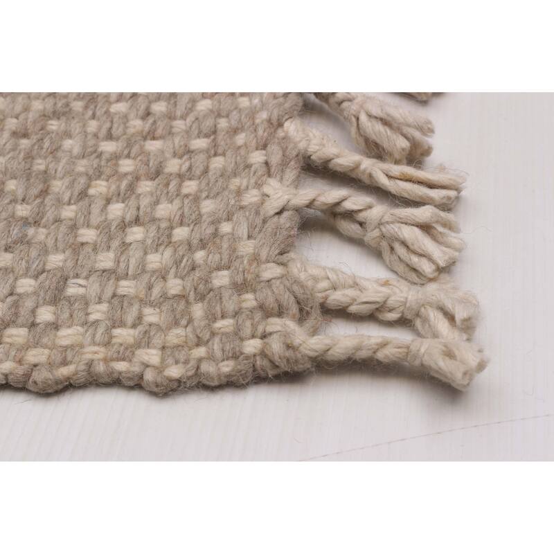 ECARPETGALLERY Braid weave Sienna Taupe Wool Rug - 5'0 x 8'2