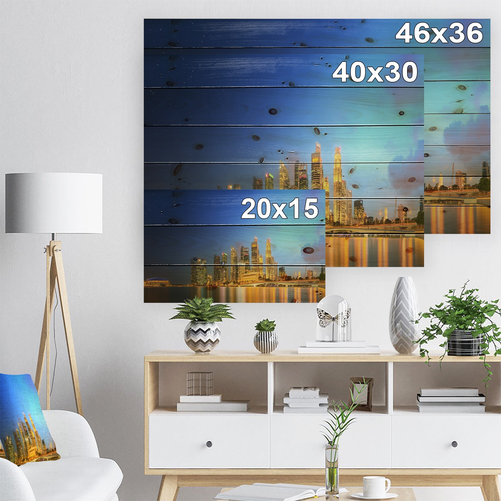 暮らしに便利なアイテム Designart 'Singapore Skyline and Marina Bay' Cityscape Print 絵画